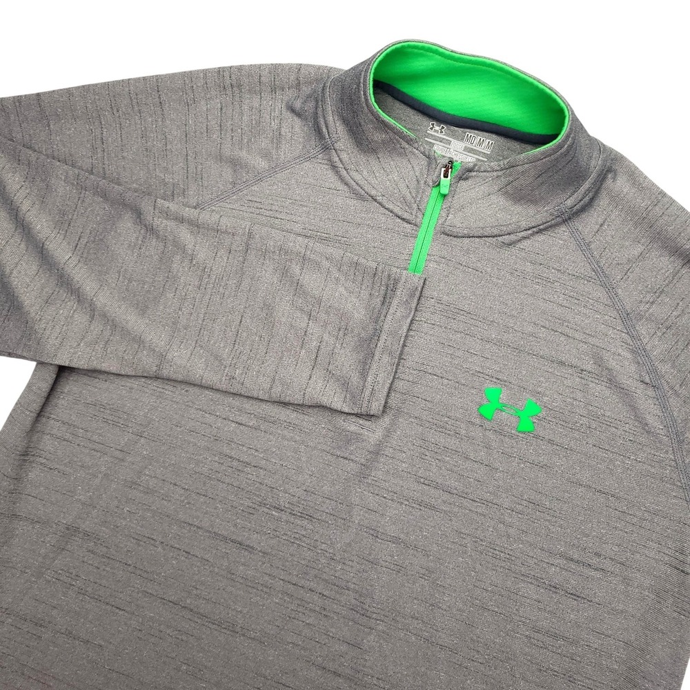 Under Armour HeatGear Pullover Mens Medium Gray 1/4 Zip Long Sleeve Athletic
